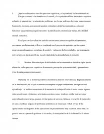 ¿Qué relación existe entre los procesos cognitivos y el aprendizaje de las matemáticas?. Página 1