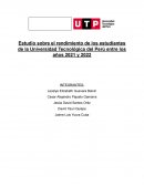 Estudio sobre el rendimiento de los estudiantes de la Universidad Tecnológica del Perú
