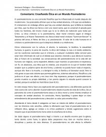 Comentario - Enseñando Ética en un Mundo Posmoderno. Página 1