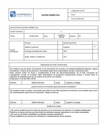 Solicitud de acción correctiva. Página 1