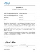 Certificación Movilización de equipo GBM