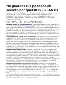 No guardes tus pecados en secreto por que Dios es Santo