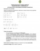 Actividad extra clase sobre ecuaciones cuadráticas