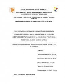 Proyecto Socio-Integrador como requisito parcial para optar al Título de T.S.U en Electrónica. Página 1