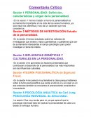 Comentario Crítico. Estudio de la personalidad