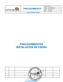PTS instalación de faena. Página 1
