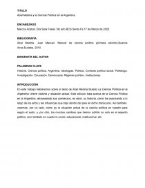 Trabajo de Ciencias Políticas sobre la Ciencia Politica Argentina (Argentina). Página 1