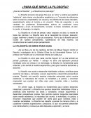 ¿Para qué sirve la filosofía?