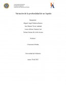 Variación de la profundidad de un liquido