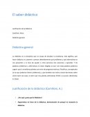 Resumen El saber didactico - Justificación de la didáctica