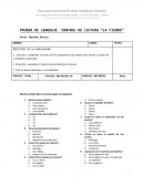 Prueba de lenguaje control de lectura “La fiebre”