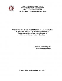 Implementación de Bot Para El Manejo De Las Solicitudes De Almacén Tocando Las Nuevas Tendencias De Comunicación Para Empresa Solindustria. Página 1
