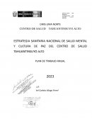 Plan de Trabajo Anual ES de Salud Mental y Cultura de Paz