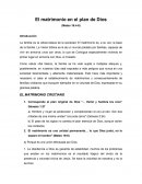 El matrimonio en el plan de Dios