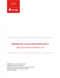 Preaparación y evaluación TI. Caso de aplicación Transoft Ltda. Página 1