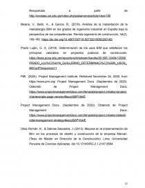 Implementar la metodología bim empleando los principios de la dirección de proyectos del pmbok en la empresa RC Projects EIRL en el periodo 2023 – 2024. Página 12