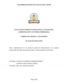 Implementación de un sistema de gestión de almacenamiento en la empresa Encomiendas del Ecuador para optimar tiempo y el almacenamiento de mercancías. Página 1