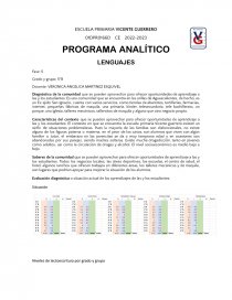 Programa analitico quinto grado. Página 1