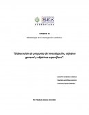 Elaboración de pregunta de investigación, objetivo general y objetivos específicos