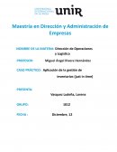 Aplicación de la gestión de inventarios (just in time)