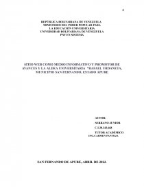 Sitio web como medio informativo y promotor de avances y la aldea universitaria. Página 1