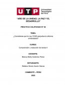 ¿Consideras que la Ley 31520 perjudica la reforma universitaria?