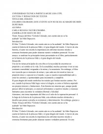 Ensayo del libro Colorín Colorado, este cuento aún no se ha acabado de Odin Dupeyron. Página 1