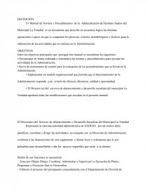 El Manual de Normas y Procedimientos de la Administración del Instituto Sadeso del Municipal La Trinidad. Página 1