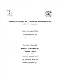 Cómo afectan los atrasos en los pagos a la rentabilidad de las instituciones educativas particulares y fiscomisionales. Página 1