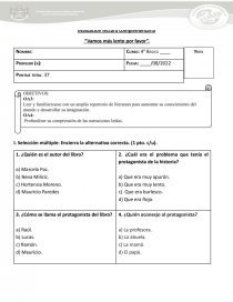 Evaluación lectura complementaria “Vamos más lento por favor”. Página 1