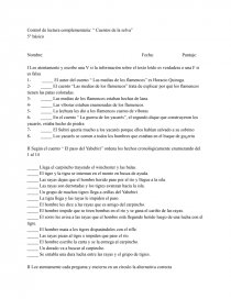 Control de lectura complementaria: “ Cuentos de la selva” 5° básico. Página 1