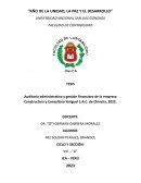 Auditoria administrativa y gestión financiera de la empresa Constructora y Consultora Yariguel S.A.C. de Chincha, 2022