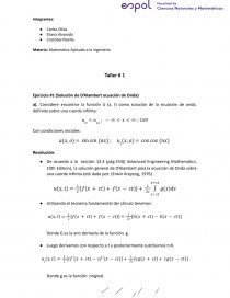 Taller # 1 Ejercicio #1 (Solución de D’Alambert ecuación de Onda). Página 1