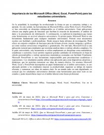 Importancia de los Microsoft Office (Word, Excel, PowerPoint) para los estudiantes universitario. Página 1
