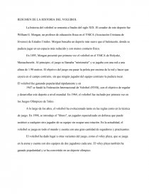 Resumen de la historia del voleibol. Página 1