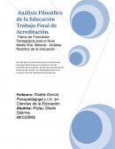 Análisis Filosófico de la Educación. Trabajo Final de Acreditación