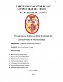 Pensamiento Crítico en Una Sociedad del Conocimiento e Informatizada