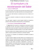El curriculum y la escolarización del Saber