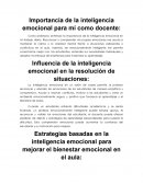 Importancia de la inteligencia emocional para mí como docente