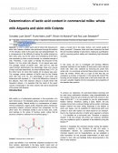 Determination of lactic acid content in commercial milks: whole milk Alqueria and skim milk Colanta