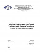 Gestion de cierre del mes en el Área de Producción de la Empresa Farma Salud. Ubicada en Maracay Estado Aragua