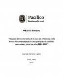 Impacto del incremento de la tasa de referencia en la Banca Peruana respecto al otorgamiento de créditos comerciales entre los años 2021-2022