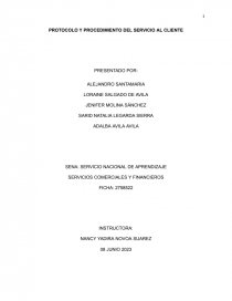 Protocolo y procedimiento del servicio al cliente. Página 1