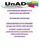 Implicación del profesional de la nutrición en la interacción fármaco –nutrimento