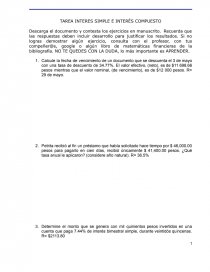 Tarea interés simple e interés compuesto. Página 1