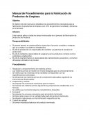 Manual de Procedimientos para la Fabricación de Productos de Limpieza
