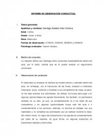 Informe de observación conductual. Página 1