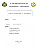 Recovery of water from the dairy industry