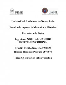 Estructura de datos. Tarea #3- Notación infija y posfija. Página 1