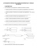 Actividades de repaso para exámen de matemáticas y ciencias naturales